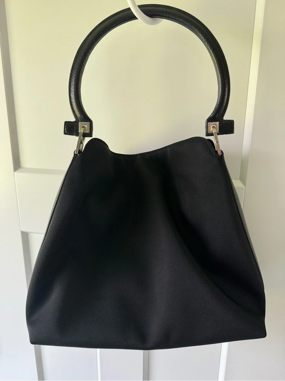 Salvatore Ferragamo Black Circular-Handle Shoulder Bag